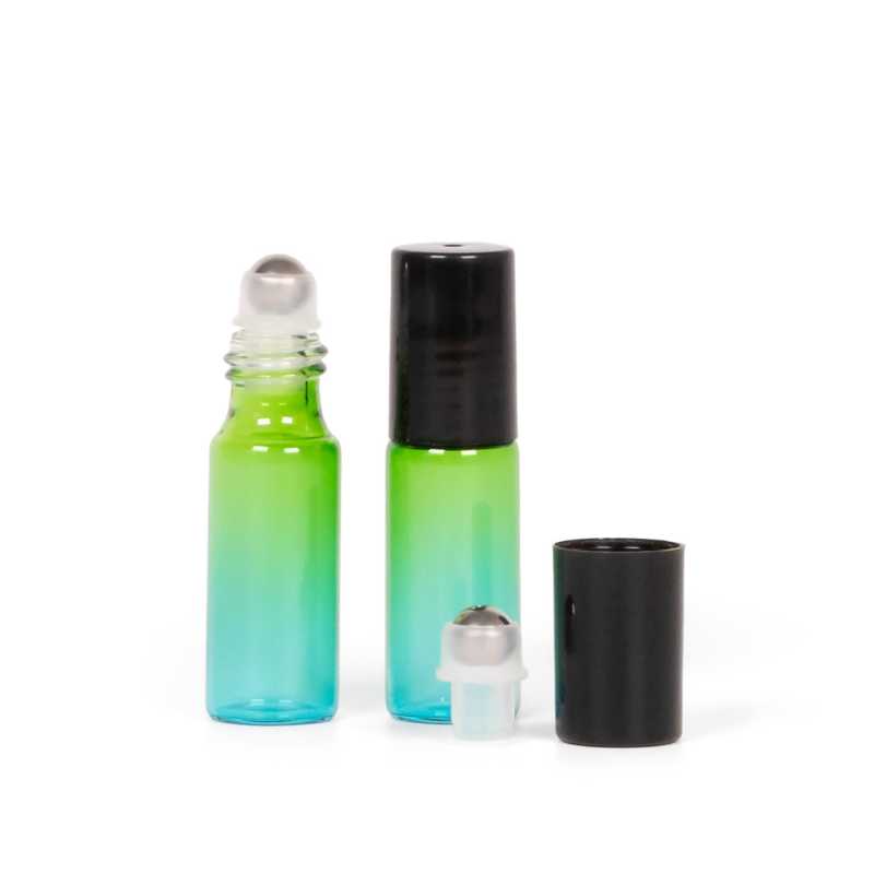 Glass Roll-On Bottle, Green-Blue, 5 ml