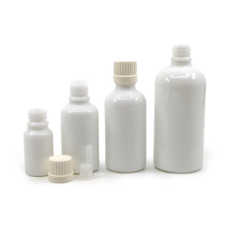 White Glass Bottle, White Tamper Evident Cap & Dropper, 10 ml