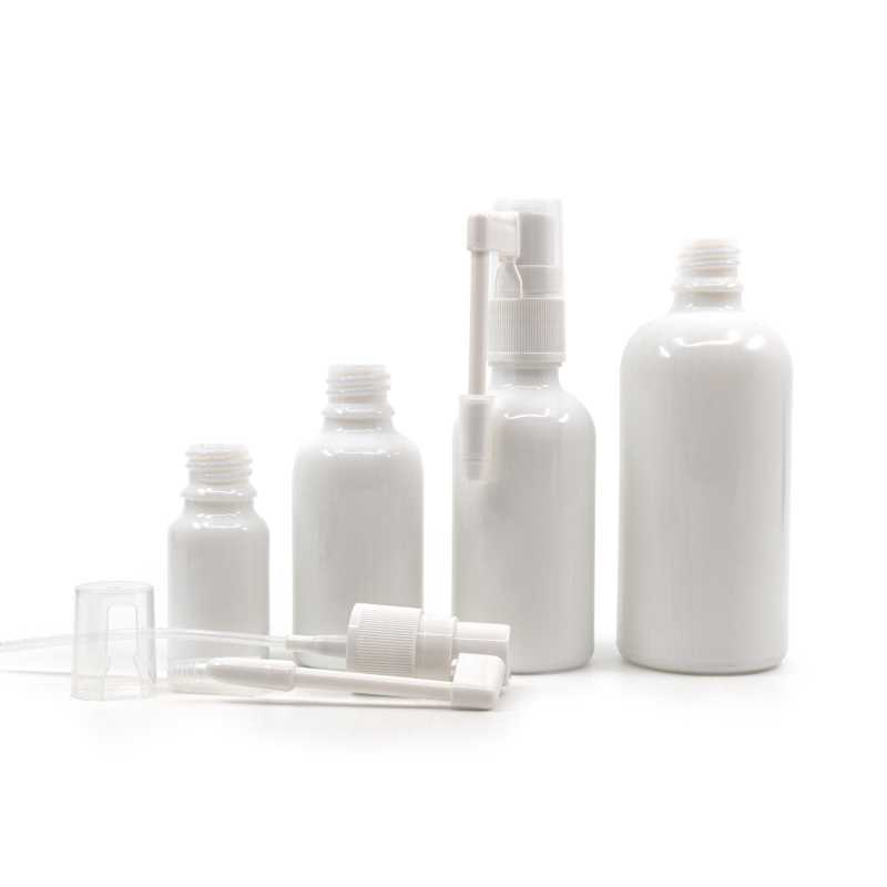 White Glass Bottle, White Oral Spray, 10 ml