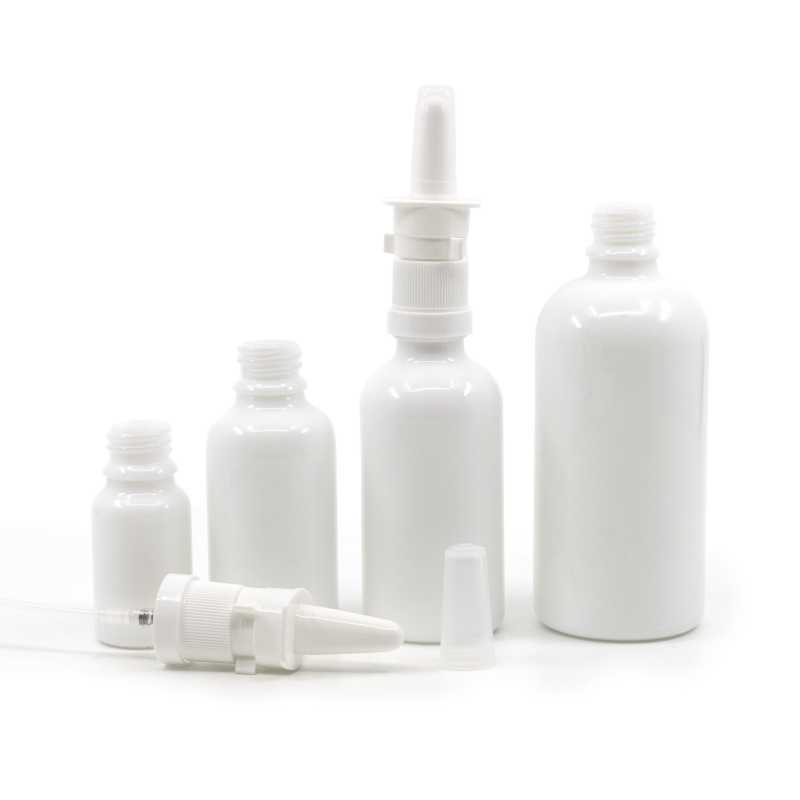 White Glass Bottle, White Nasal Spray, 10 ml