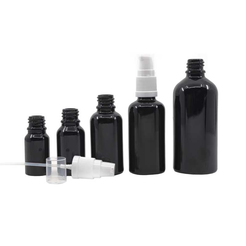 Glass Bottle Black Glossy, 30 ml