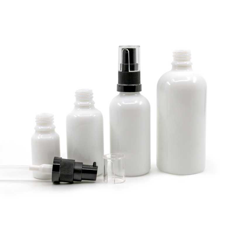 White Glass Bottle, Oil Pump, 10 ml