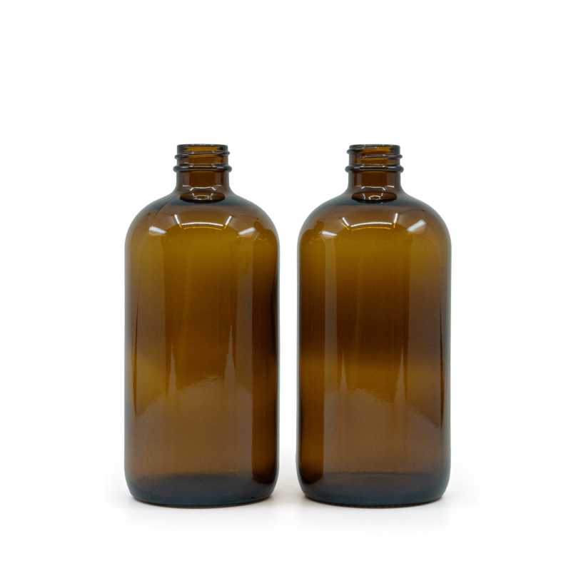 Amber Round Boston Glass Bottle, PP28, 500 ml