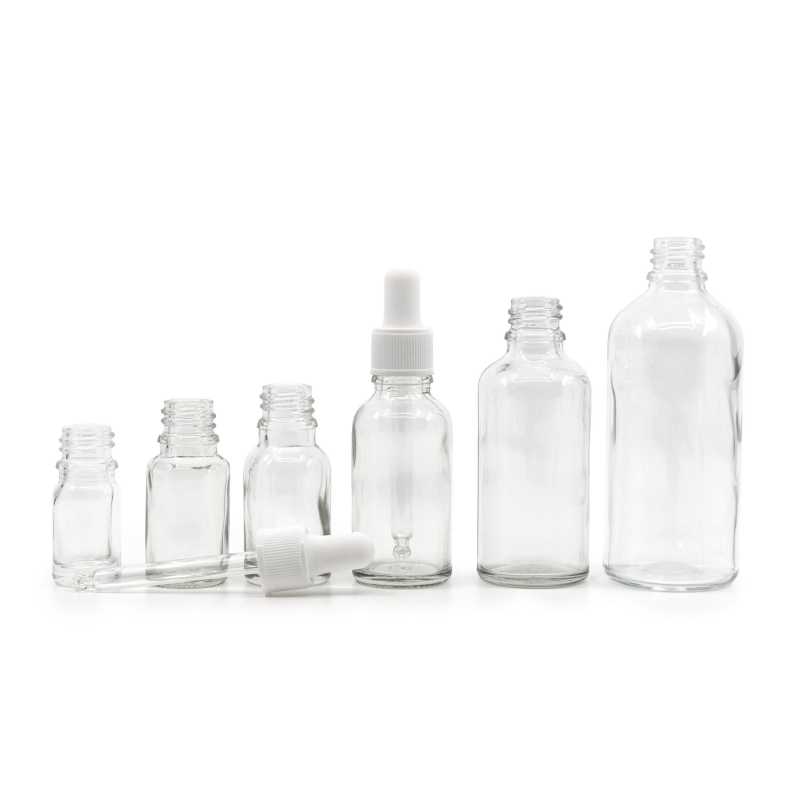 The glass bottle, the so-called vial, is made of thick transparent glass. It is used for storing liquids. Volume: 15 ml, total volume 18 mlBottle height: 64 mmB