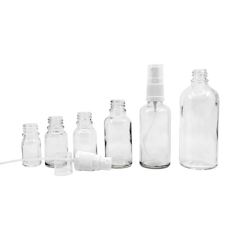 Clear Glass Bottle, White Spray, 100 ml