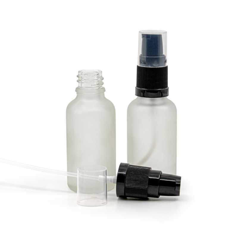 Clear Frosted Glass Bottle, Lotion Pump, 30 ml