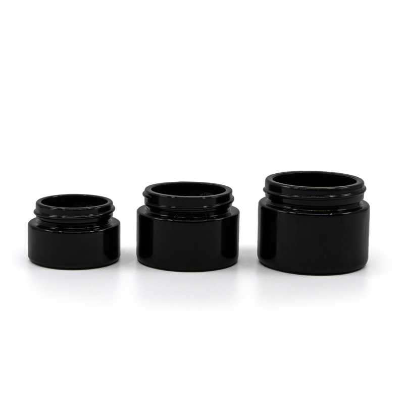 Glossy Black Cosmetic Glass Jar, 30 ml STOCK