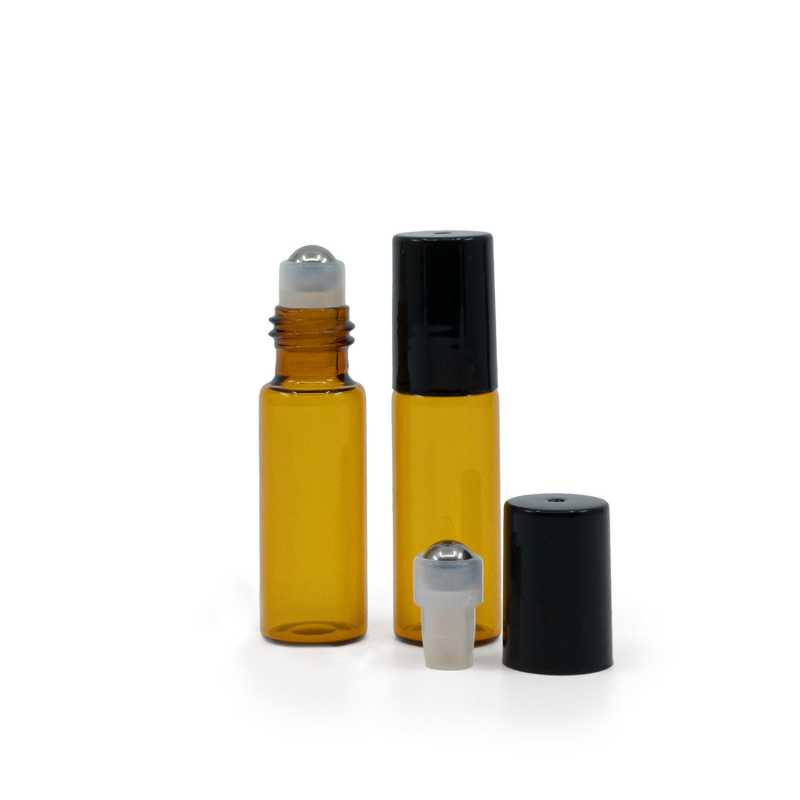 Amber Glass Roll-On Bottle, 5 ml