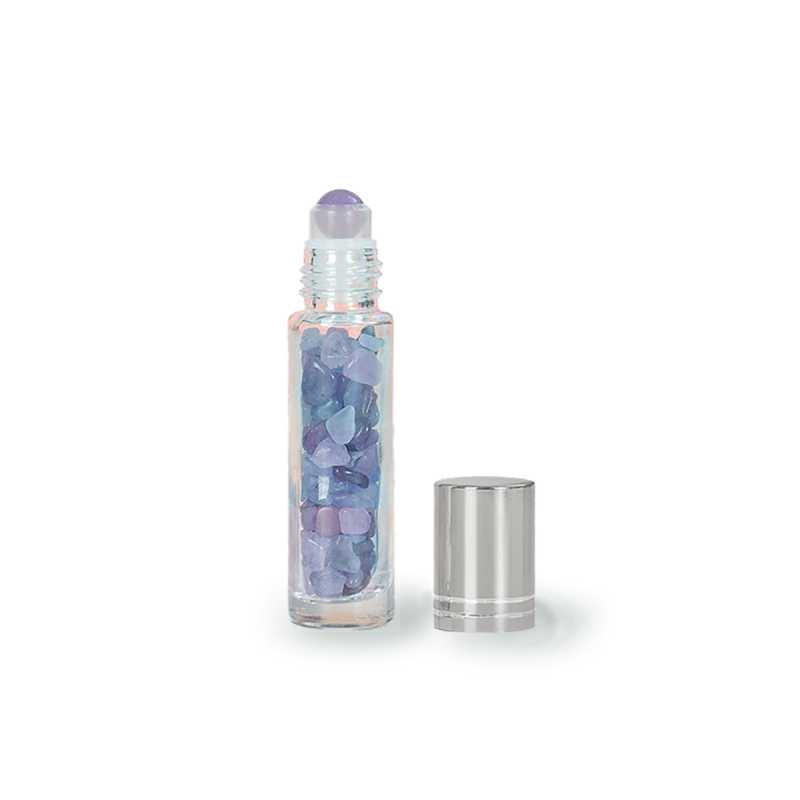 Glass Roll-on With Amethyst, Silver Cap, 10 ml