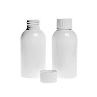 White Plastic Bottle, White Cap, 100 ml