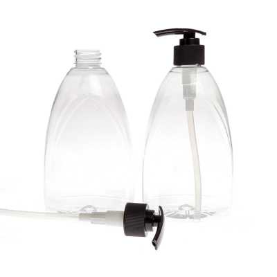Clear Plastic Bottle, Black Pump, 500 ml