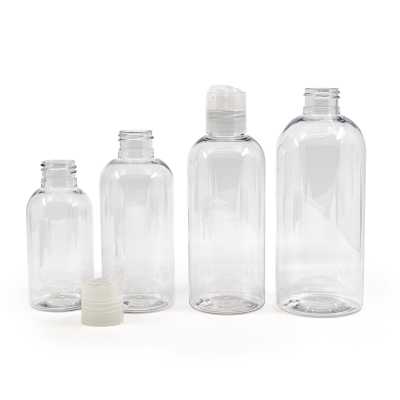 Rounded Clear Plastic Bottle, Transparent Disc Top, 300 ml