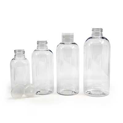 Rounded Clear Plastic Bottle, Transparent Flip Top, 200 ml
