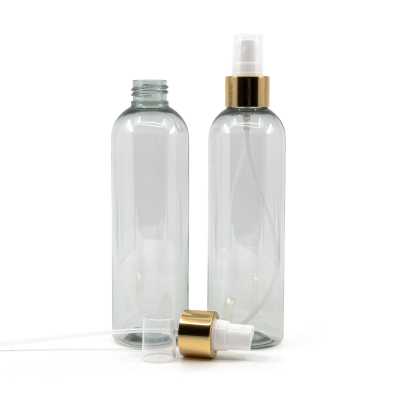 Recycled Plastic Bottle, White Spray With Glossy Gold Collar, 250 ml