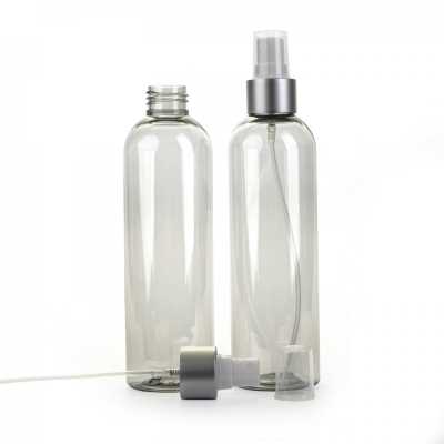 Recycled Plastic Bottle, White Spray with Matte Silver Collar, 250 ml